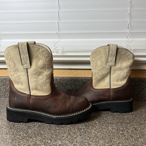 Ariat Boots Fatbaby Heritage Women Sz 7B Brown/Tan Cowgirl Western Bootie Cowboy - Picture 4 of 12